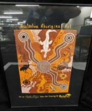 Aboriginal Art Poster - Linda Brown Nabangunga - "Water Hole Dreaming" - Framed