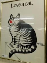 1977 B. Kliban - Framed Poster - 24" x 18.5" - "Love A Cat"