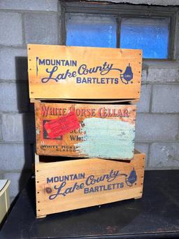 3 Vintage Wood Crates, White Horse Scotch w/ Omaha Stamp