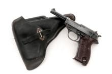 WWII German Walther ac-45 P.38 Semi-Automatic Pistol, with a bdr 1943 Dated Holster and Add'l Mag