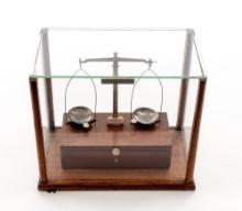 Antique Voland & Van Zelm Apothecary/Gold Scale with Glass Case
