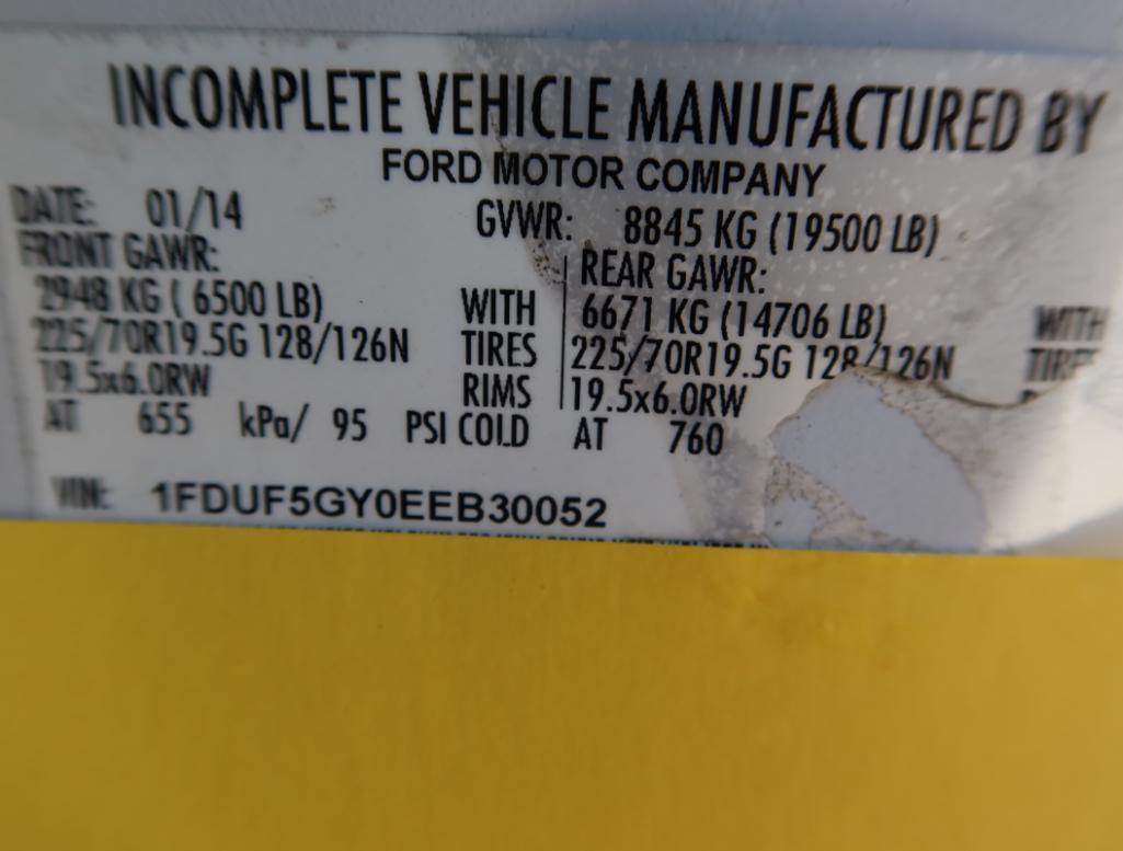 2014 Ford F-550 Box Truck Superduty Dual Wheel, Gas, License# 57BIKJ, VIN 1FDUF5GY0EEB30052, 102,851