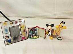 DISNEY CHARACTERS PICTURE FRAMES. MICKEY AND PLUTO 6"X4", SNOW-WHITE 3"X3", "PRINCESS"FRAME 3 1/2"X3