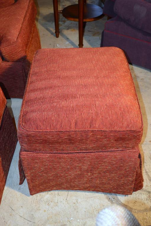 Red Cord Armchair w/ Ottoman Hand Made by Kravet Furniture & Matching Accent Pillow