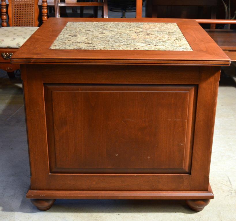 Fine Cherry End Table w/ Granite Inlay Top, 2 of 2