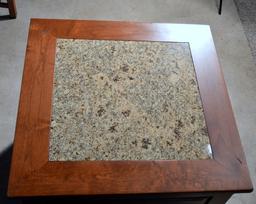 Fine Cherry End Table w/ Granite Inlay Top, 2 of 2