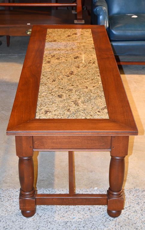Fine Cherry Cocktail Table w Granite Inlay Top