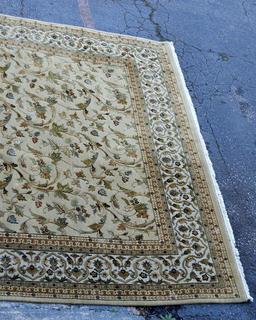 Fine 100% Wool Hand Knotted Indo-Persian Rug, 10 x 14.5', Beige, Ivory, Sage, Ochre