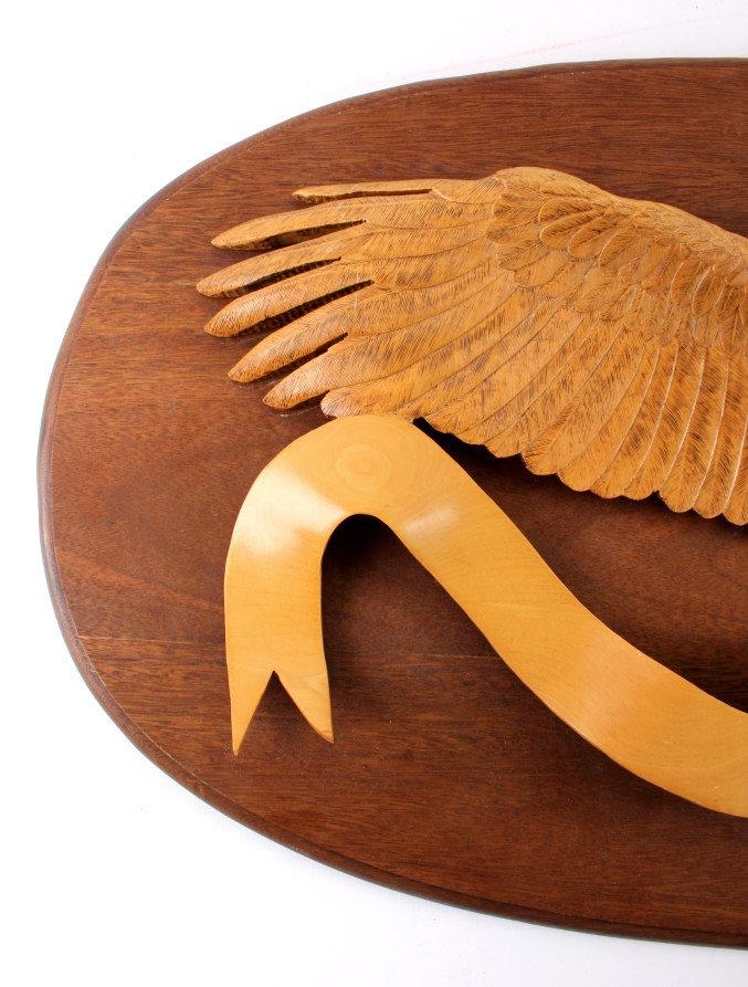 Carved Wooden Eagle and Shield Coat of Arms