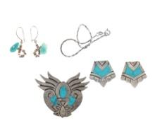Collection of Sterling Silver & Turquoise Jewelry