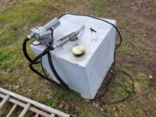 50 GALLON SQUARE FUEL TANK WITH PUMP, HOSE, AND NOZZLE