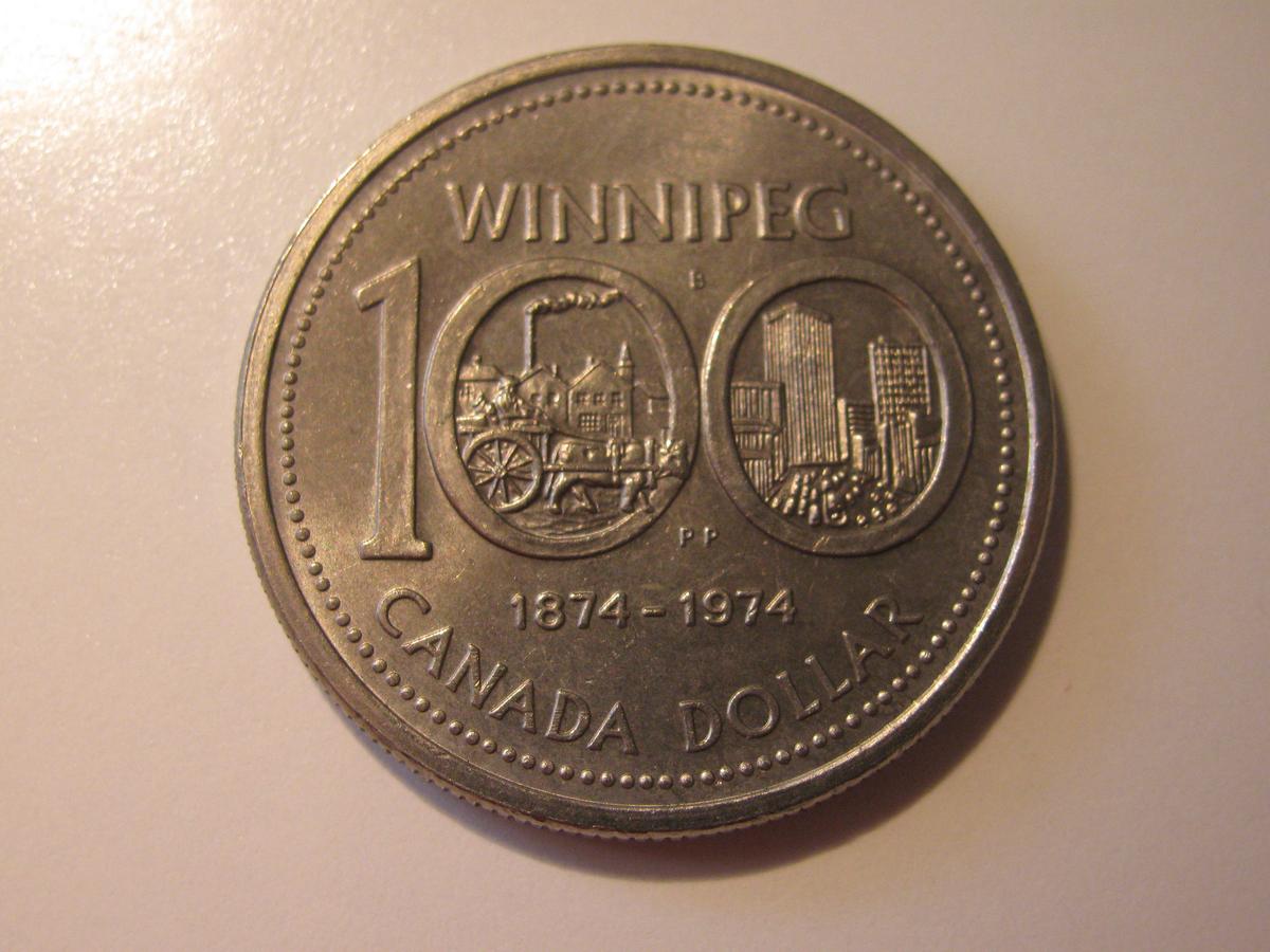 1974 Winnipeg Canada Centenial 1 Dollar big and heavy coin
