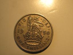 Foreign Coins: 1950 Great Britain 1 Shilling