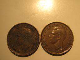 Foreign Coins: 1943 (WWII) & 1951 Great Britain Farthings