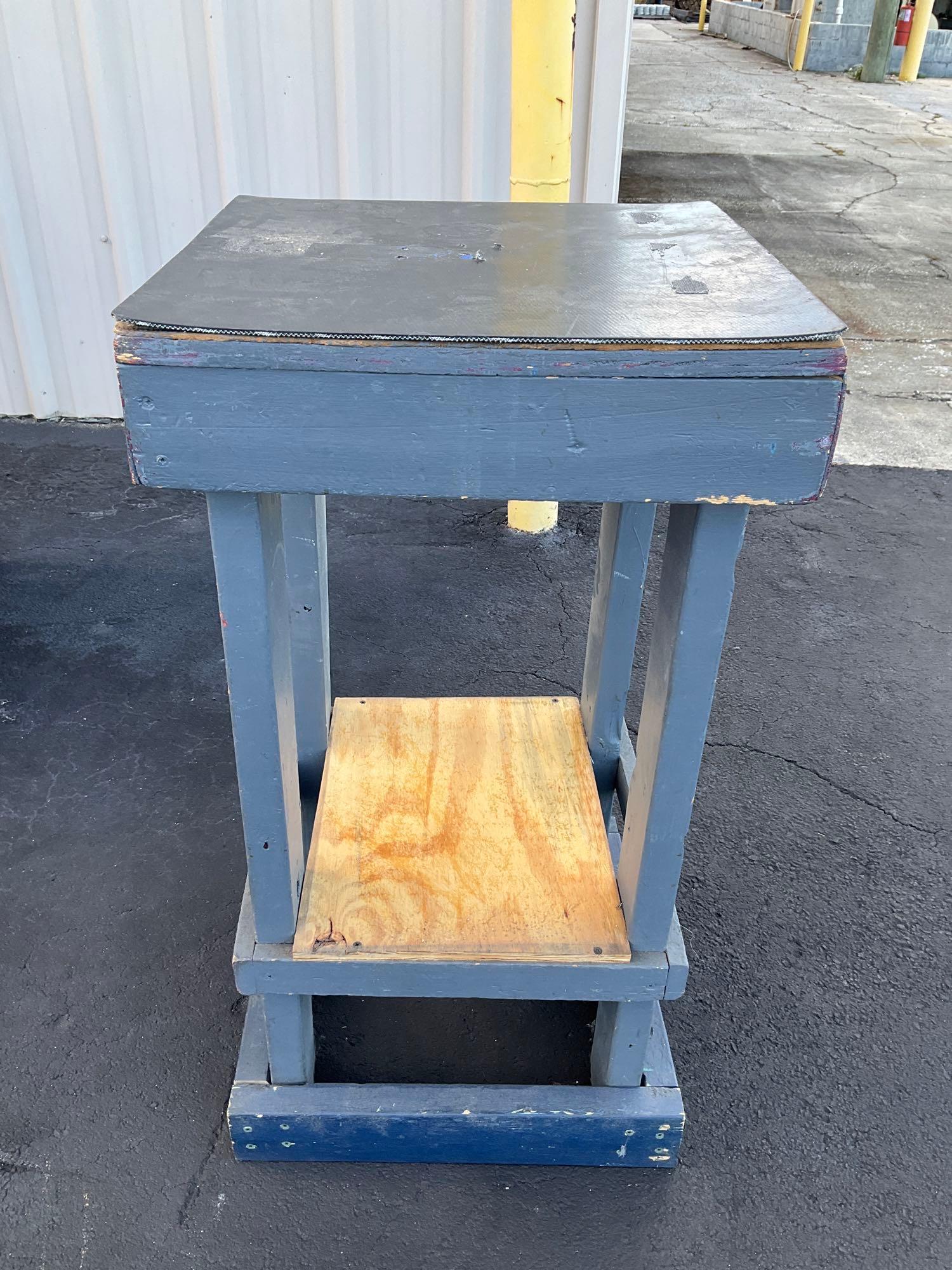 ( 1 ) TWO DRAW CABINET & ( 1 ) TABLE STAND......, APPROX...15? W x 27? L x 29? T / & APPROX 19" W...