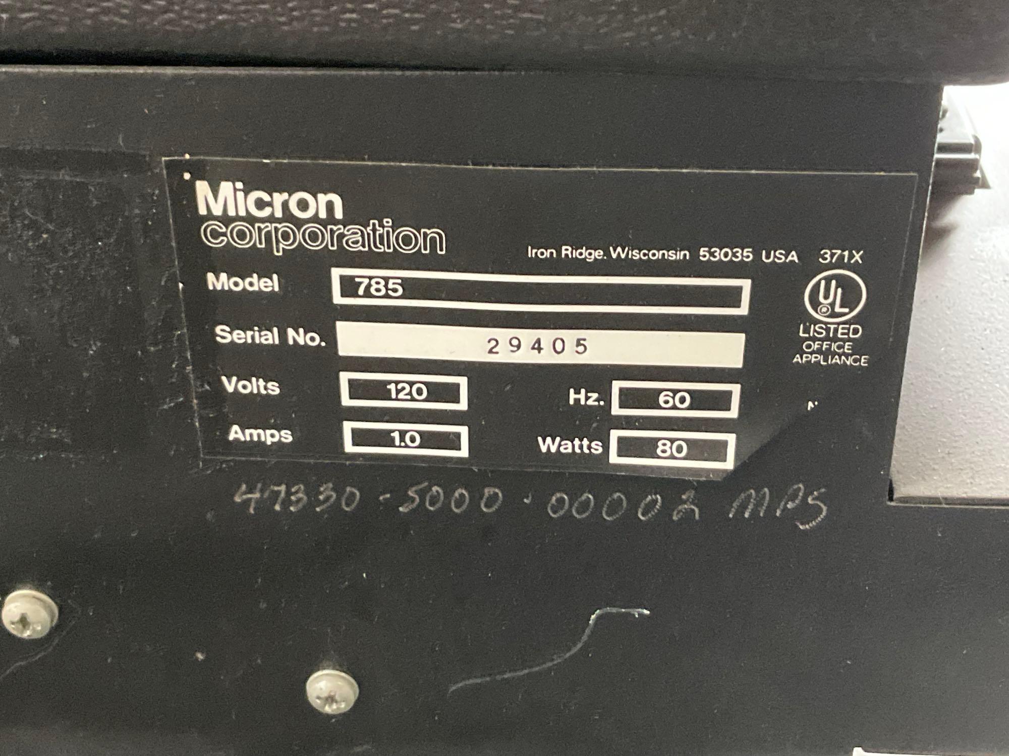 MICRON 785 APPROXIMATELY 120 V, 60 HZ, 80 W, 1.0 A