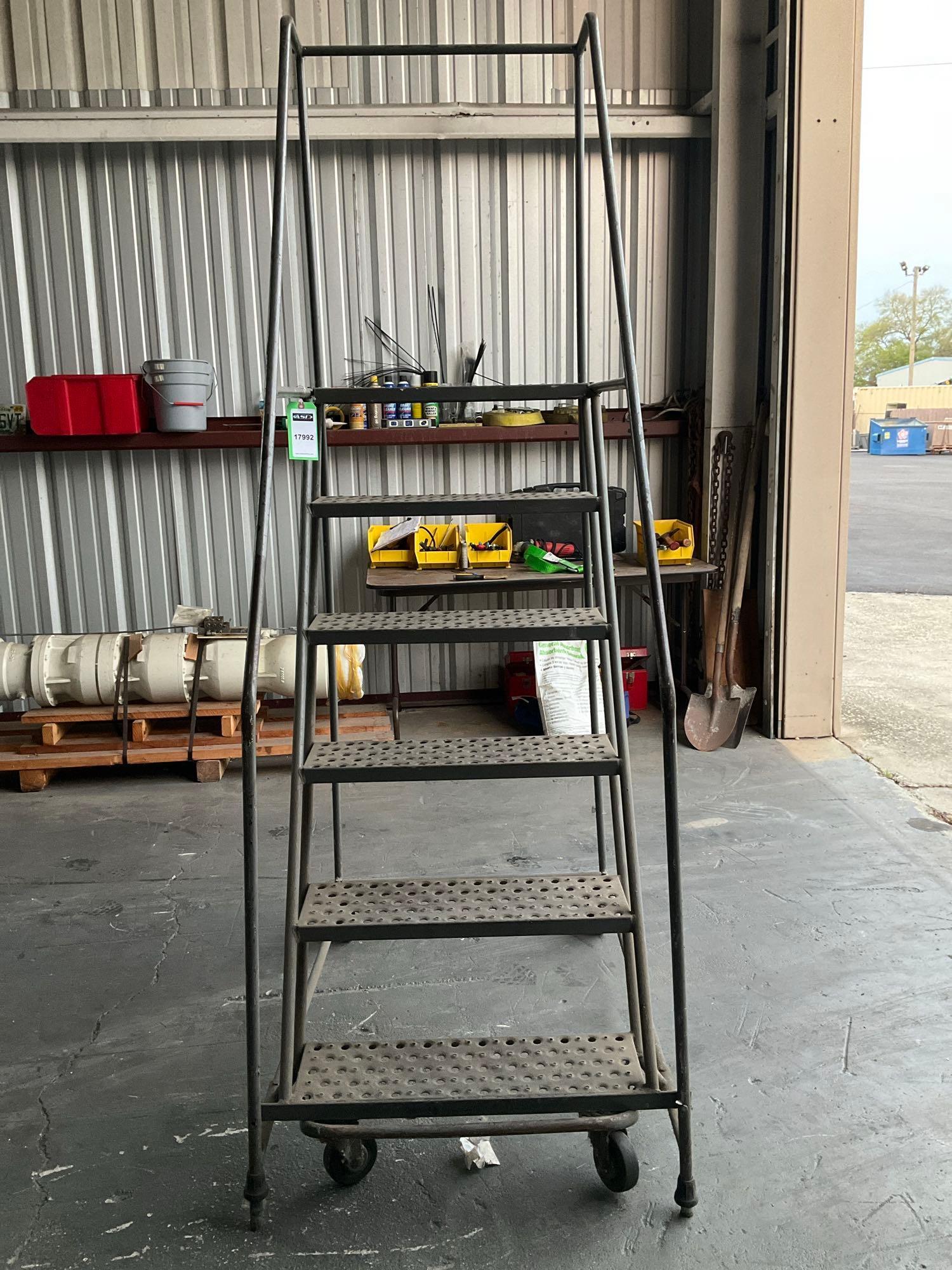 SAFETY LADDER WITH WHEELS , APPROX 87? T
