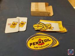 Assortment of Vintage Pencil Sharpeners and Pencil Sharpener Cutters, Vintage Pennzoil Stickers