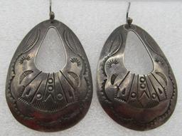 2.5" OLD PAWN CONCH0 EARRINGS STERLING SILVER