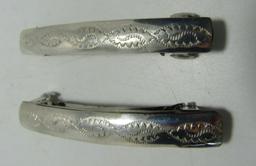 2 HAIR CLIP SET STERLING SILVER HAND STAMPED