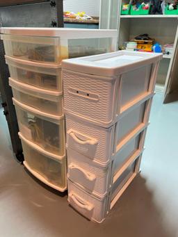 Group of 2 Plastic Organizers and Contents