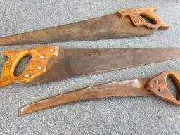 Group of 3 Vintage Wooden Handle Saws