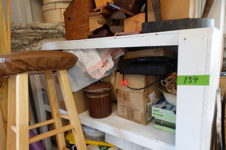 CORNER OF SHED INCLUDING CHEESE BOXES CHINA CLEANING MATERIALS GARDEN TOOLS