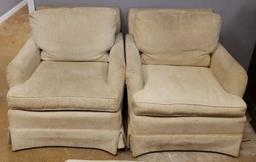 (2) Upholstered Chairs w/Ottoman by Henredon