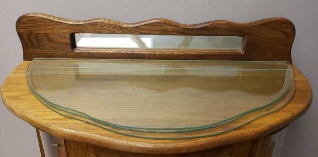 Curved Glass Curio w/3 Glass Shelves