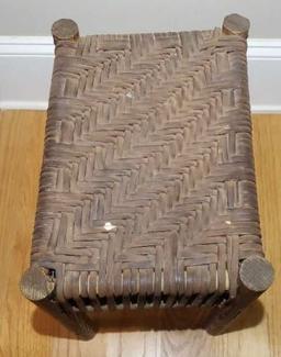Primitive Stool with Woven Top, 16 5/8’’ T x