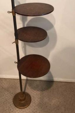 Antique Eagle Oak Stand with 3 Adj. Round