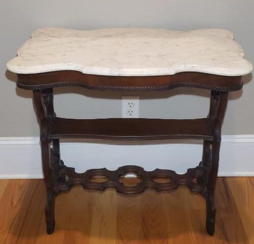 Antique Marble Top Table, Late 19th Century