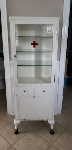 Antique White Medicine Cabinet, Original