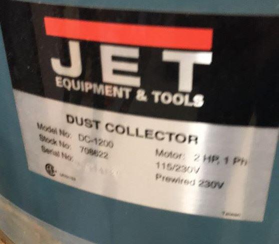 Jet Dust Collector Model DC1200, 2HP, 1PH Motor