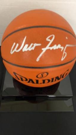 Basketball Signed by Walt Frazier in Display Case