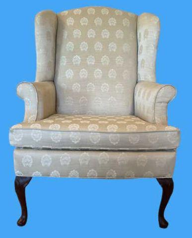 Upholstered Queen-Anne Style Wing Chair
