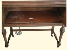 Antique 2-Door Server with Carved Legs and Metal