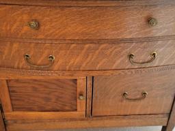 3-Drawer, 1-Door Oak Chest, Casters & Dovetail