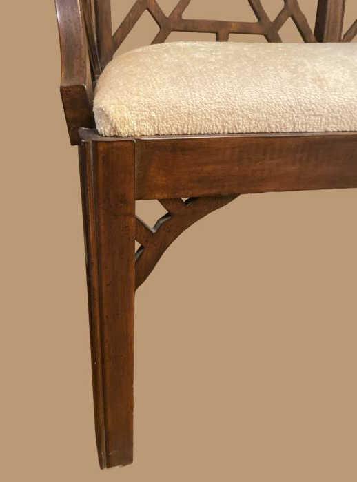 Chippendale-Style Bench, Wood Frame and Ivory