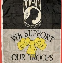 We Support Our Troops Flag and POW MIA Flag—58” X