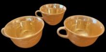 (3) Fire King Peach Luster Ware Coffee Cups
