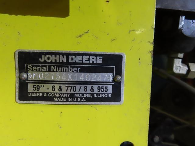 JOHN DEERE 59" Hydraulic Snow Blower, s/n M02754X140247 (JD Utility Tractor Front Mount)