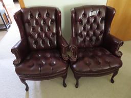 Matching Leather Sofa, (2) Leather Side Chairs, and Leather Chair with ottoman (BUYER MUST LOAD)