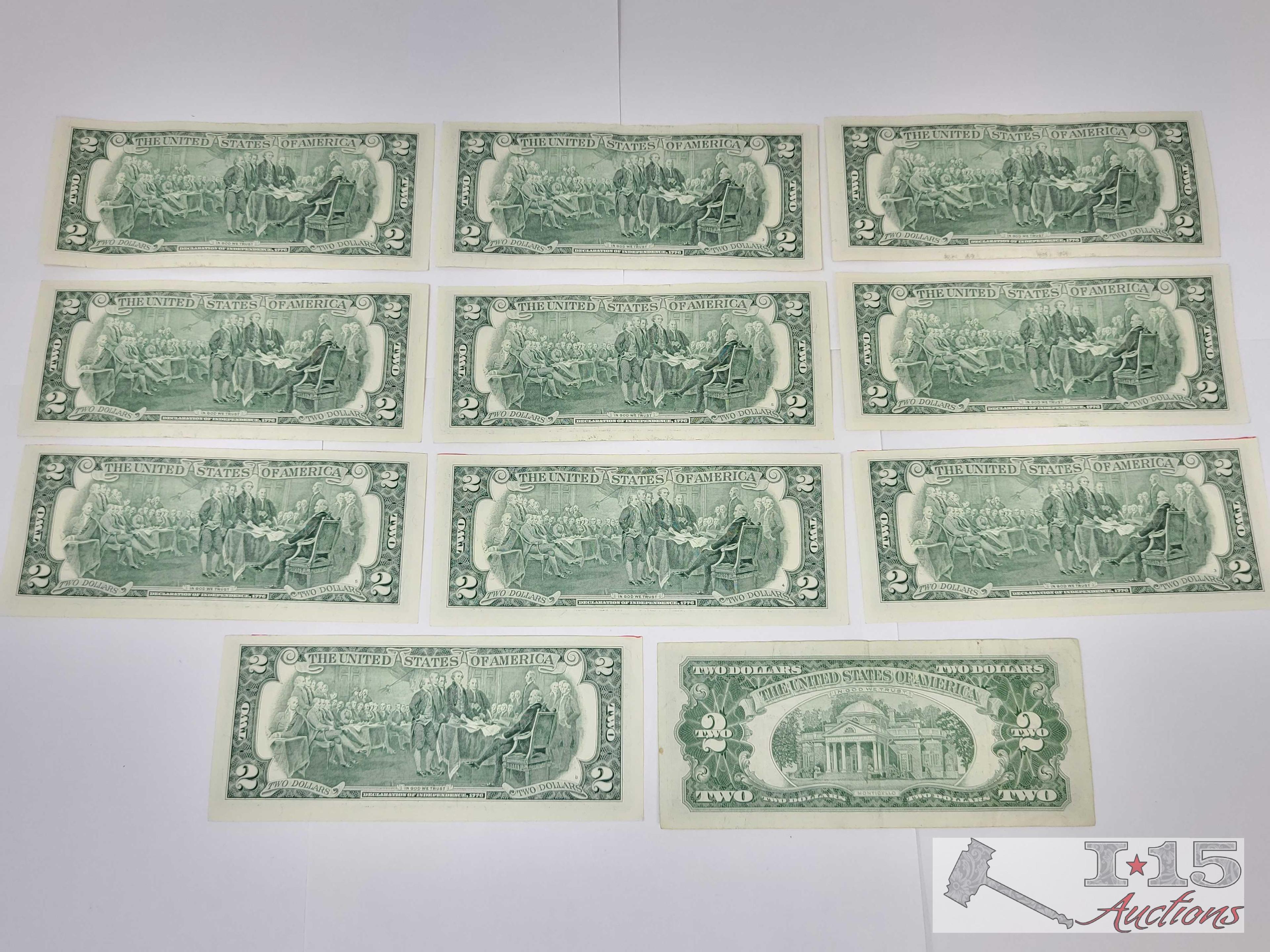 (11) $2 US Banknotes