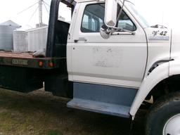 1997 FORD ROLLBACK, DSL ENGINE, 6-SPD TRANS, AIR BRAKES, 24’ CENTURY BED