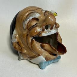 Vintage Porcelain Old Man with Fly on Nose Ashtray Made in Occupied Japan