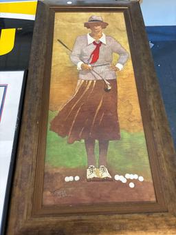 Tin signs uncle Sam poster lady golfer framed piece