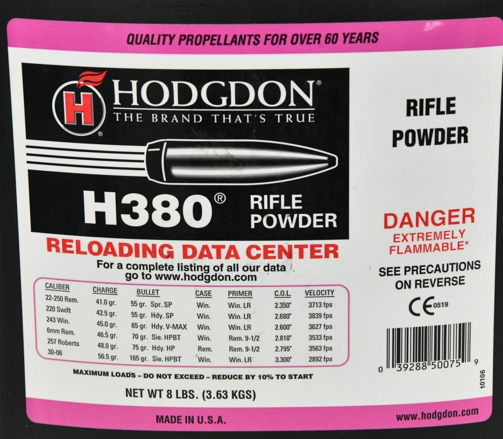 8 LB Jug of Hodgdon H380 Spherical Rifle Powder