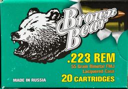100 Rounds Of Brown Bear .223 Rem Ammunition