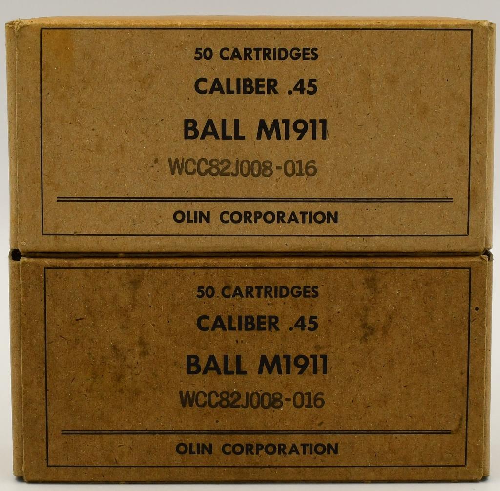 100 Rounds of Military Ball M1911 .45 Auto Ammo